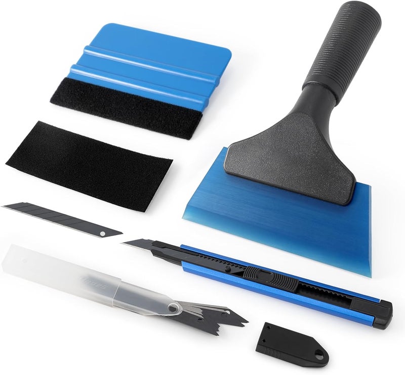 Gomake Vinyl Wrap Tool Set Window Tint Kit,Window Tint Tools Small Rubber Squeegee, Car Window Tint Application Kit,Vinyl Wrap Tools Felt Squeegee for Car Wrapping,Window Cleaning (Blue) - Image 1